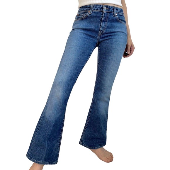 Levi's Denim - Vintage Levis Mid-Rise Flare Demim Jeans Women 31x30 Medium Wash Indigo Blue Y2K